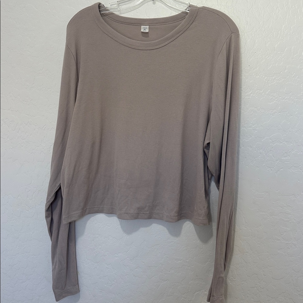 Women’s plus size ultra-lite long sleeve XXL Long Sleeve Top Taupe go dry